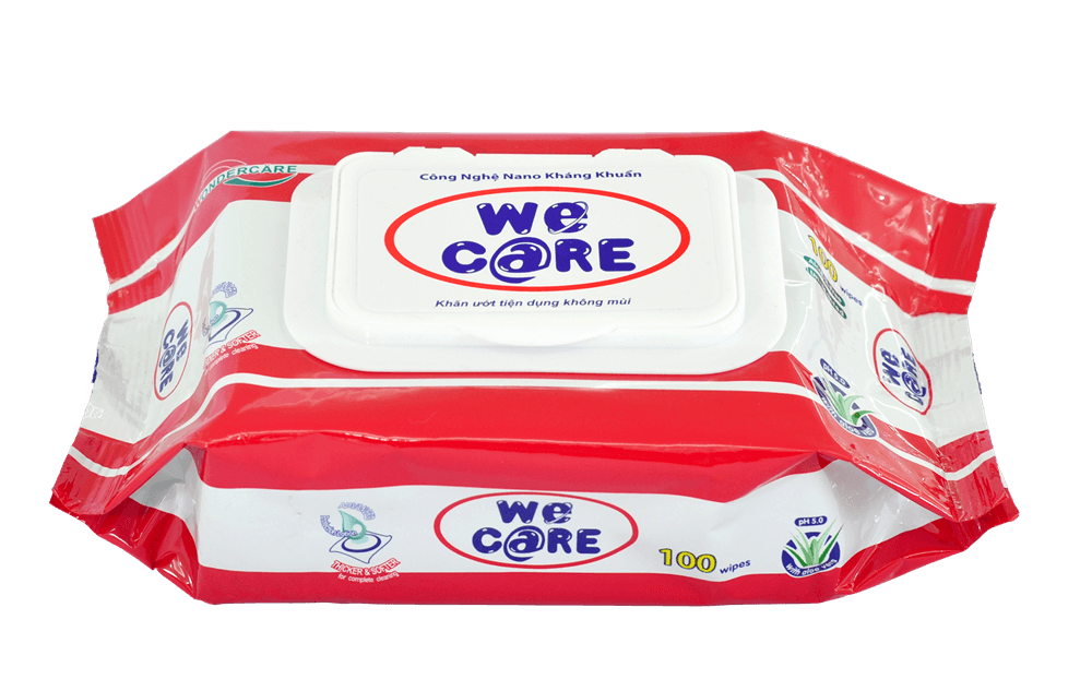 KHĂN GIẤY ƯỚT WECARE 100 TỜ KHÔNG MÙI